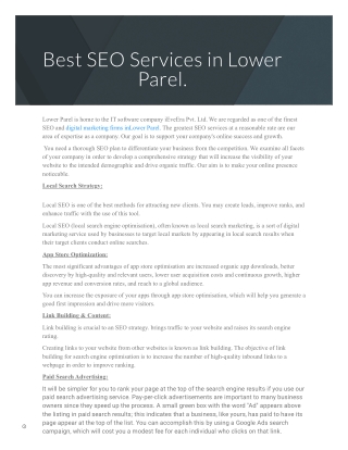 Best SEO Services in Lower Parel.