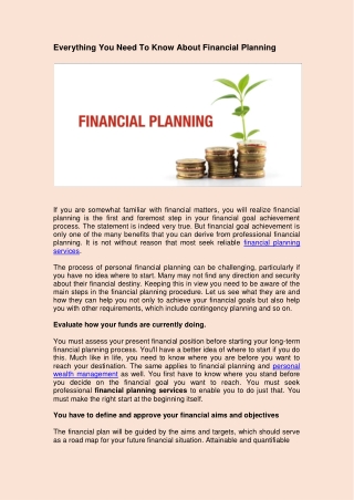 Everything You Need To Know About Financial Planning