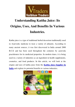 Kattha Juice Supplier In India Call-9868480132