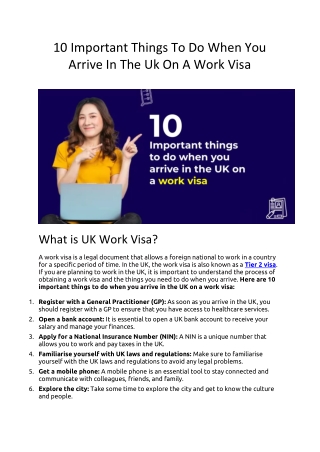 10 Important Things To Do When You Arrive In The Uk On A Work Visa