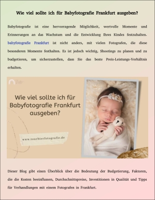 Wie viel sollte ich für Babyfotografie Frankfurt ausgeben?