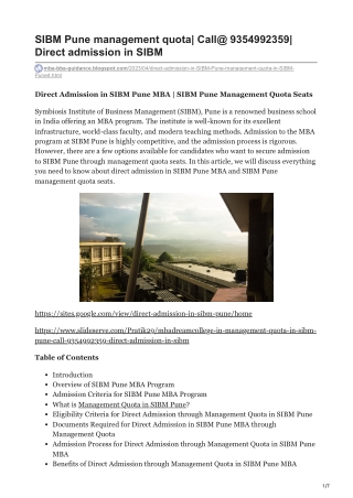mba-bba-guidance.blogspot.com-SIBM Pune management quota Call 9354992359 Direct admission in SIBM