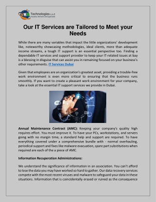 Our IT Services are Tailored to Meet your Needs