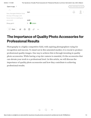 The Importance of Quality Photo Accessories for Professional Results _ by Ishmum Semicolonit _ Apr, 2023 _ Medium