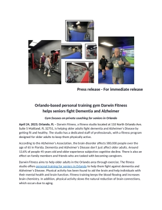 Orlando-based personal training gym Darwin Fitness