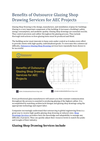 Benefits of Outsource Glazing Shop Drawing Services for AEC Projects