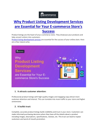 Why Product Listing Development Services are Essential for Your E-commerce Store's Success