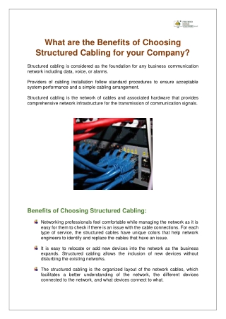 What are the Benefits of Choosing Structured Cabling for your Company