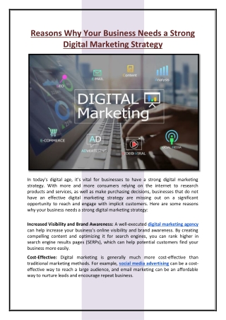 Reasons Why Your Business Needs a Strong Digital Marketing Strategy