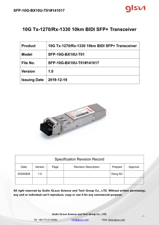 10G Tx-1270/Rx-1330 10km BIDI SFP  Transceiver