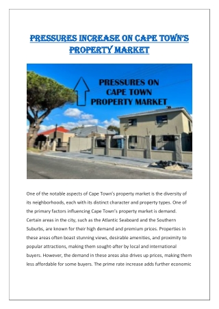 Pressures increase on Cape Town’s property market