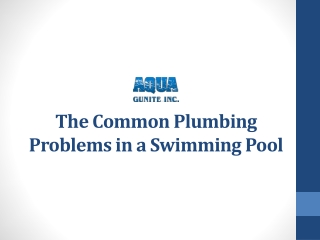 The Common Plumbing Problems in a Swimming Pool