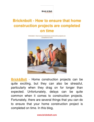 Bricknbolt - How to ensure that home construction projects are completed on time (1)