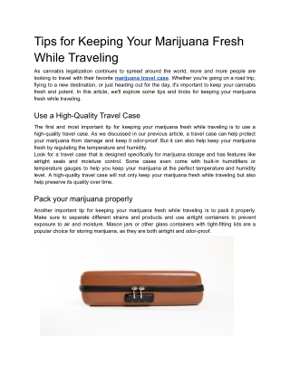 Tips for Keeping Your Marijuana Fresh While Traveling