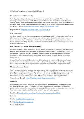 Is WordPress Facing  Security Vulnerability 6.02 Problem
