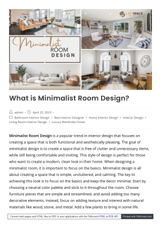 Less is more is Minimalist Room Design