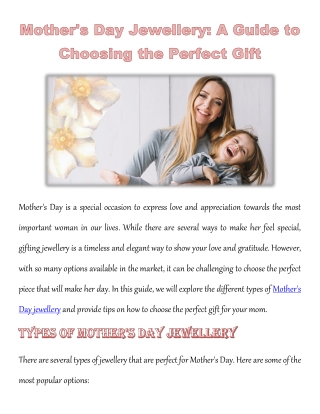 Mother's Day Jewellery A Guide to Choosing the Perfect Gift