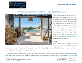 Book Weekend Trips Online 5 Best Places to Explore Near Delhi in June