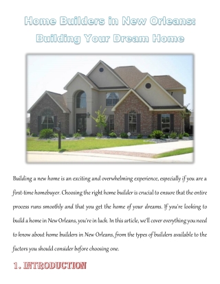 Home Builders in New Orleans: Building Your Dream Home