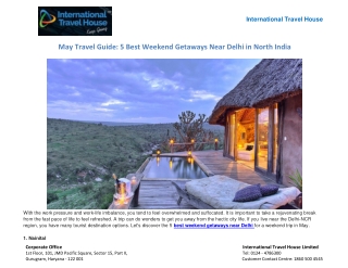 May Travel Guide 5 Best Weekend Getaways Near Delhi in North India