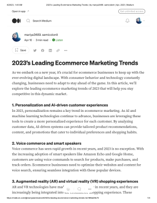 2023’s Leading Ecommerce Marketing Trends _ by mariya3489. semicolonit _ Apr, 2023 _ Medium