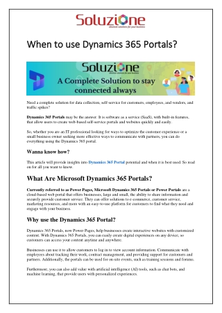 When to use Dynamics 365 Portals?