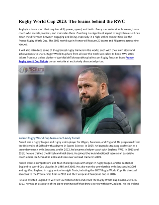 Rugby World Cup 2023 The brains behind the RWC