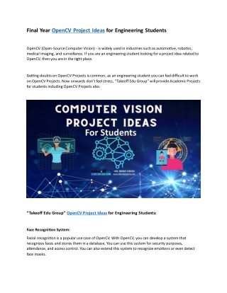 Engineering OpenCV Projects Ideas for Students