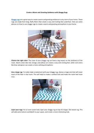 Create a Warm and Greeting Ambience with Shaggy Rugs
