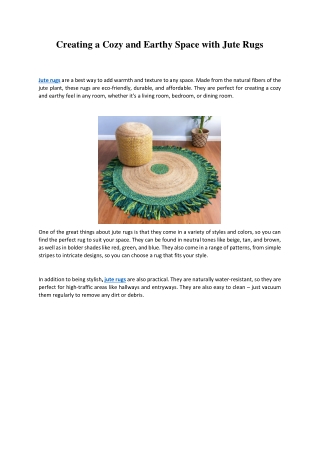 Creating a Cozy and Earthy Space with Jute Rugs