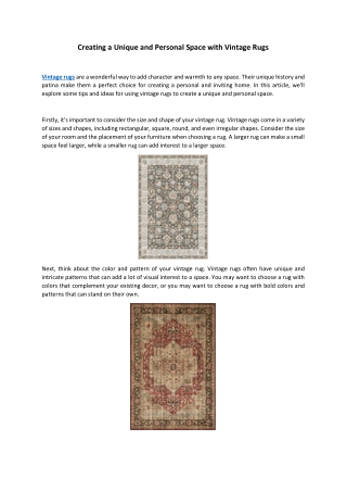 Creating a Unique and Personal Space with Vintage Rugs