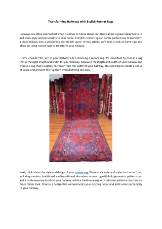 Transforming Hallways with Stylish Runner Rugs