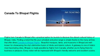 Canada To Bhopal Flights 3.4