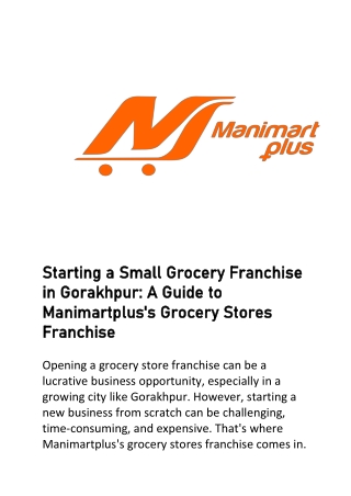 Starting a Small Grocery Franchise in Gorakhpur