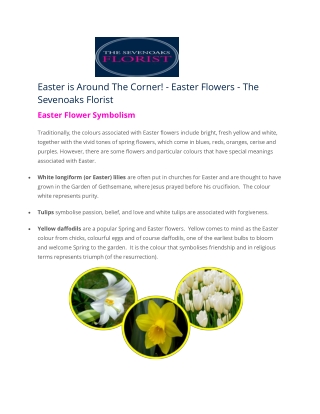 Easter is Around The Corner! - Easter Flowers - The Sevenoaks Florist