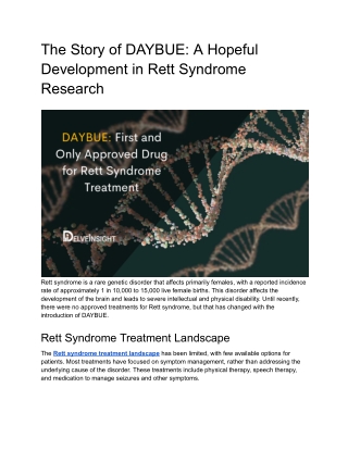 DAYBUE_ First and Only Approved Drug for Rett Syndrome Treatment