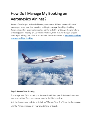 How Do I Manage My Booking on Aeromexico Airlines