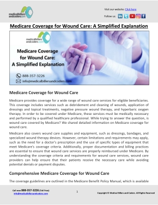 Medicare Coverage for Wound Care: A Simplified Explanation