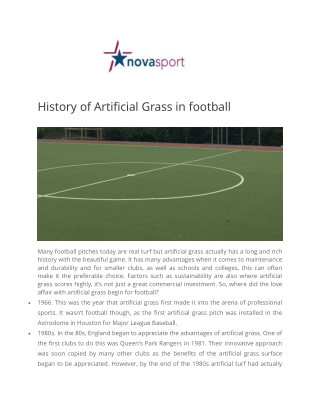 History of Artificial Grass in football - Nova Sport Ltd.