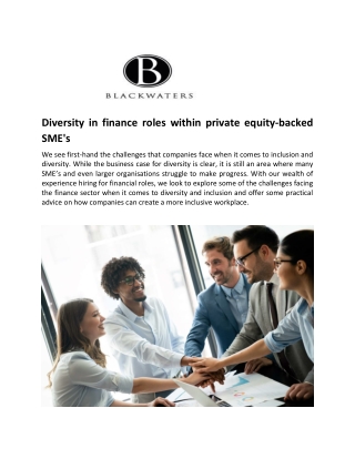 The challenges of diversity in finance roles within private equity backed SME's - Blackwaters