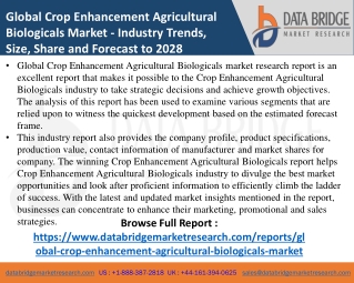 Crop Enhancement Agricultural Biologicals- Agricultural & Animal feed