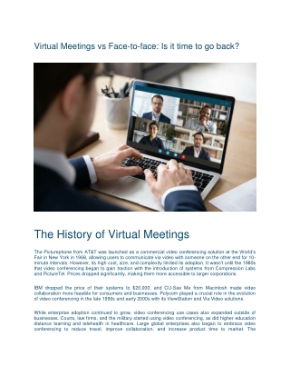 Virtual Meetings vs Face-to-face Is it time to go back - Clearwater Advisers