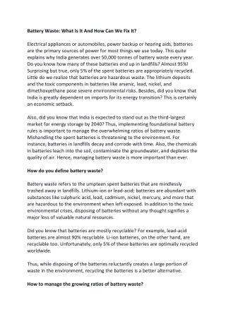 Battery Waste What Is It And How Can We Fix It