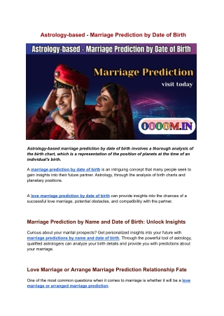 Astrology-based - Marriage Prediction by Date of Birth