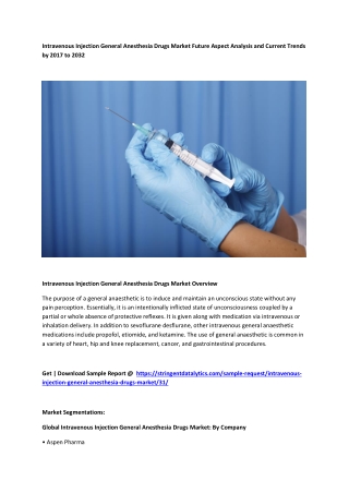 Intravenous Injection General Anesthesia Drugs Market