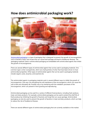 How does antimicrobial packaging work?