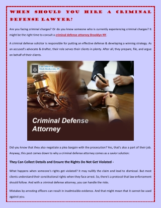 When Should You Hire a Criminal Defense Lawyer