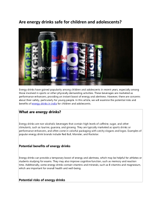 Are energy drinks safe for children and adolescents?