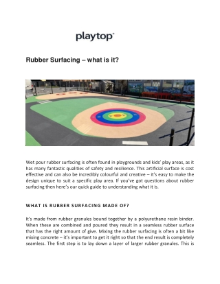 Wet Pour Rubber Surfacing - Playtop Ltd UK