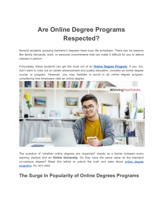 Are Online Degree Programs Respected?